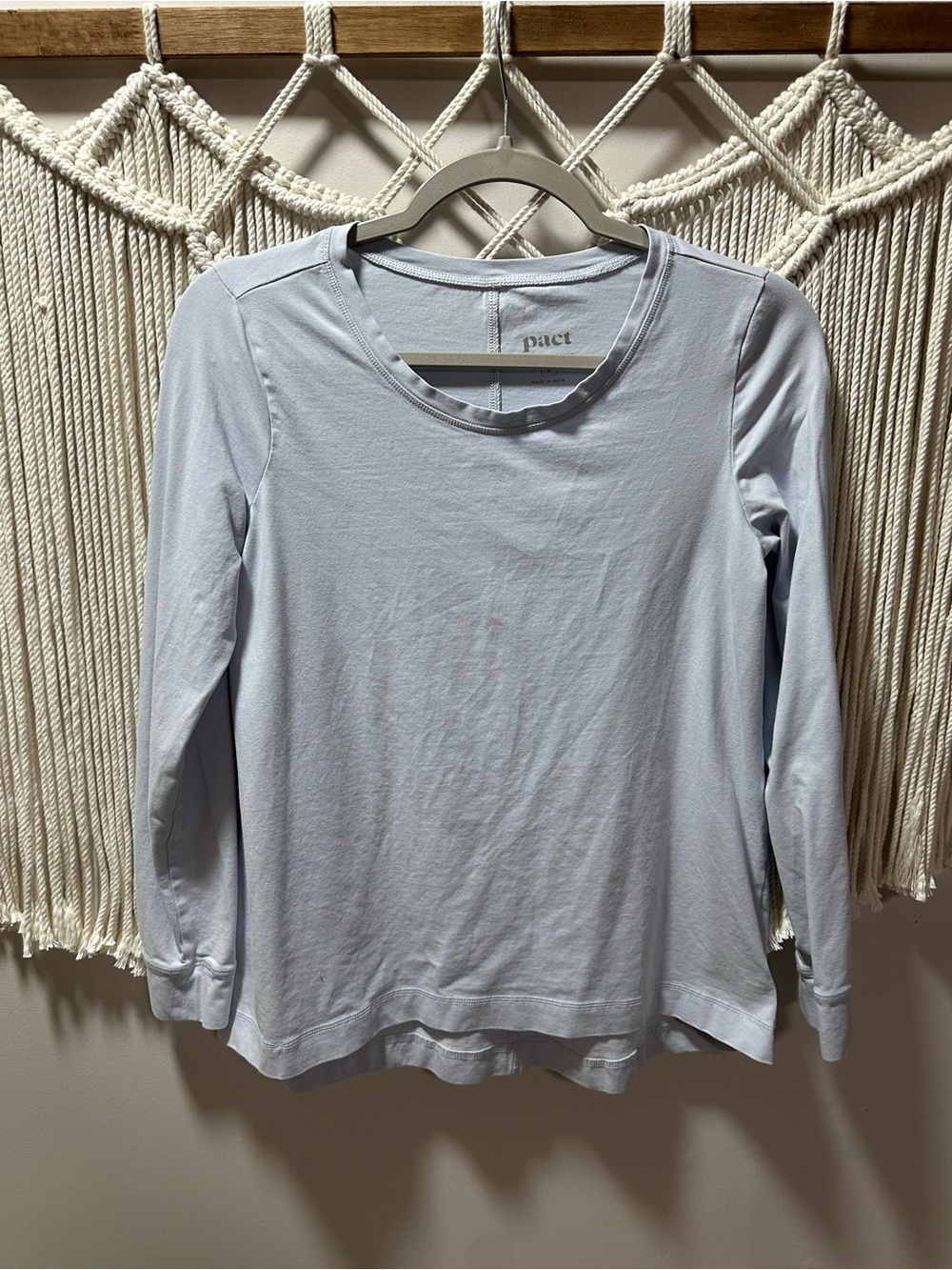 Pact Light Blue Long Sleeve Crewneck Tee